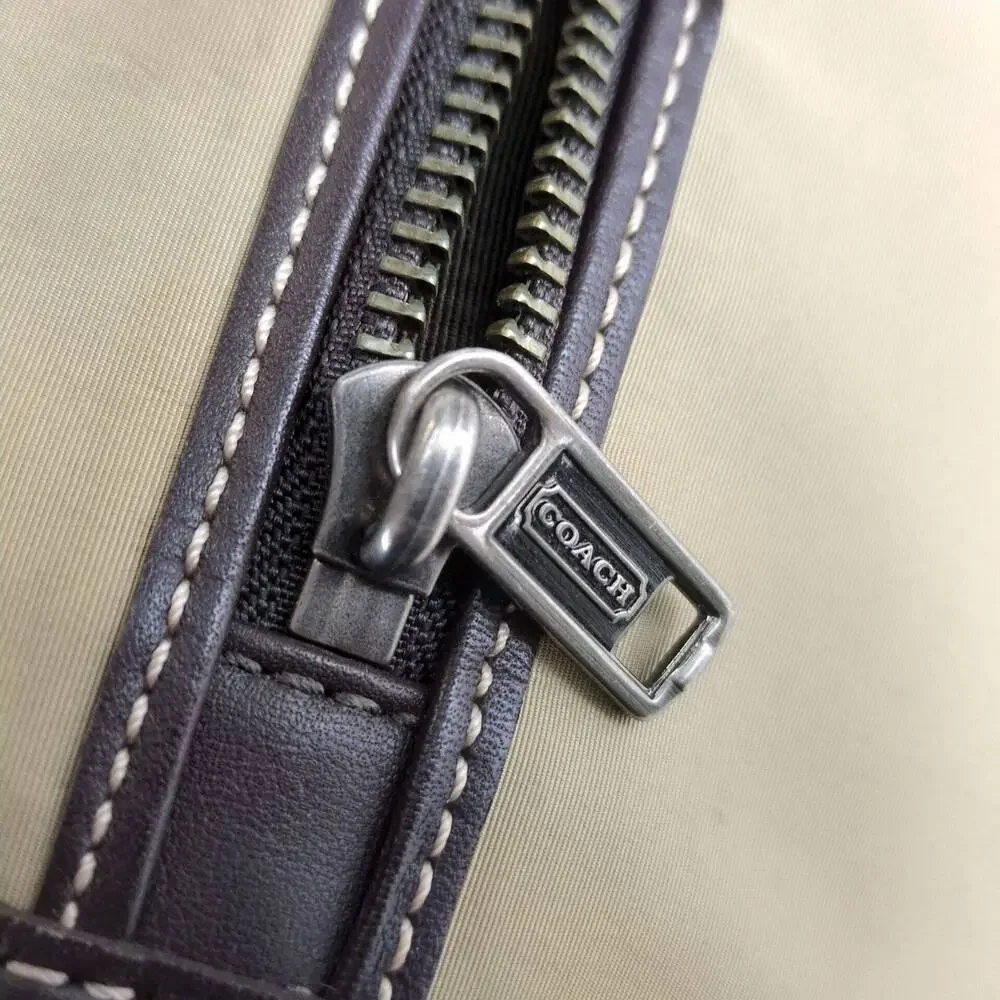 Coach Tan Nylon Messenger Bag‎ F70355 Brown Leather Trim Crossbody 2012 Unisex